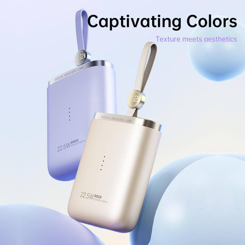 پاوربانک 10000 میلی‌آمپر راک همراه با کابل کوتاه تایپ سی به آیفون  POWERSACK ROCK