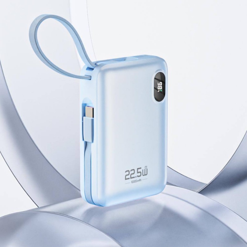 پاوربانک22.5 وات 10000 میلی آمپر مینی دارای کابل لایتنینگ و تایپ سی  با قابلیت شارژ همزمان 4 دستگاه راک Y11