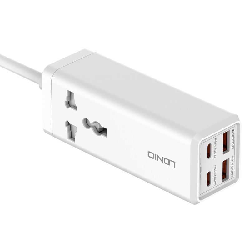 چندراهی برق 2 متری  65w الدنیو دارای 2 پورت USB و 2 پورت تایپ سی مدل SC1418 LDNIO