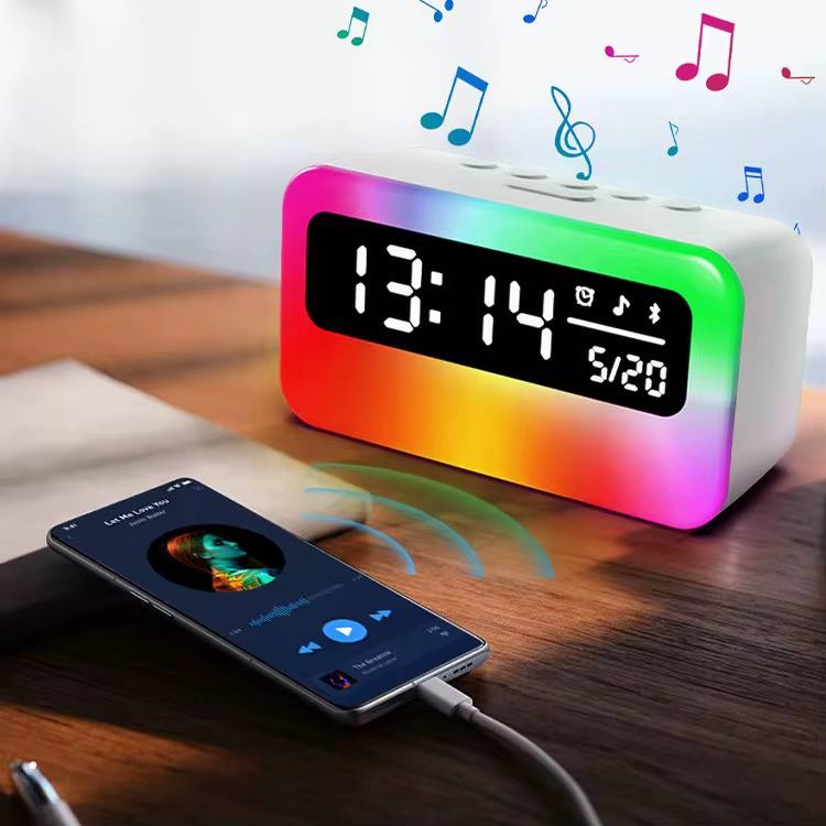 اسپیکر بلوتوث RGB هوشمند  با ساعت دیجیتال و چراغ خواب مدل JSK-L30