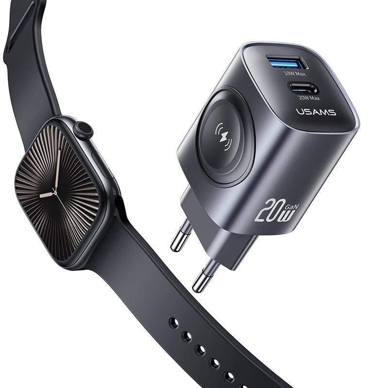 آداپتور شارژر دیواری تایپسی 20 وات و یواسبی 18 وات و شارژر اپلواچ یوسامز CC293 T67