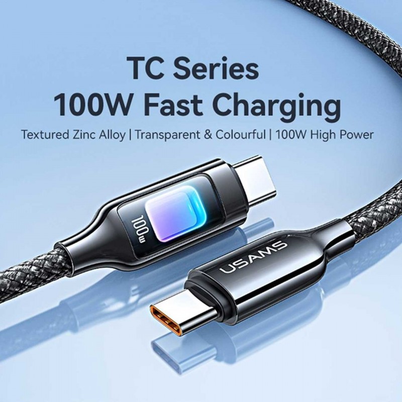 کابل سوپر فست شارژ تایپ سی به تایپ سی 100وات مدل  Usams -Sj750