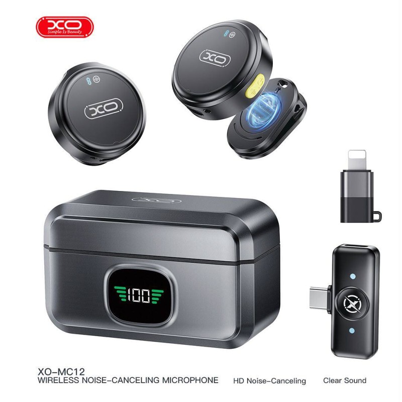 میکروفون یقه ای بی سیم ایکس او XO مدل MC12 با نویز کنسلینگ کد 1753