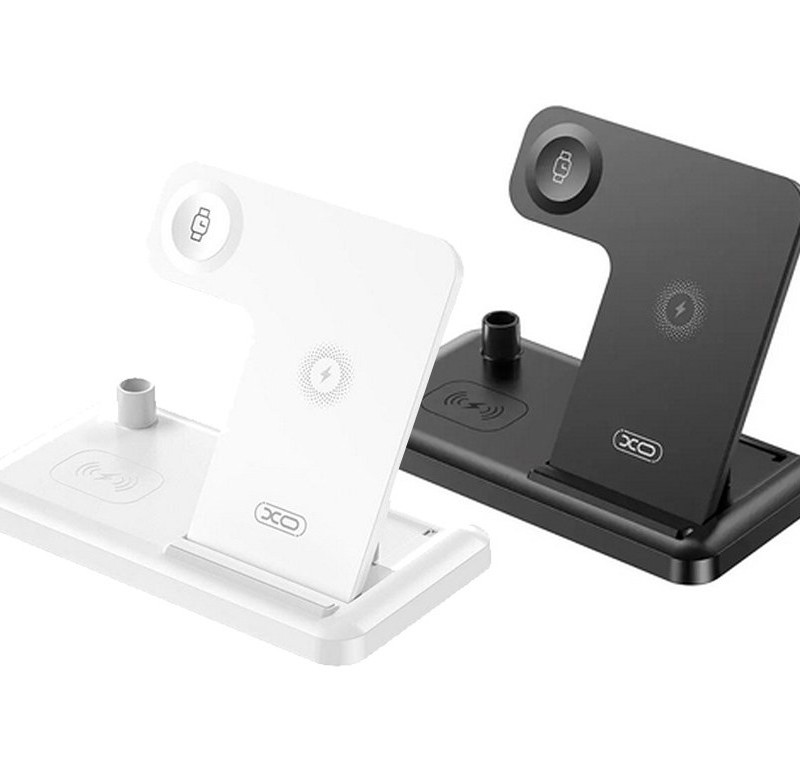 شارژر بی سیم رومیزی 4 کاره 15 وات گوشی آیفون، اپل واچ، ایرپادز و قلم لمسی ایکس او XO-WX033