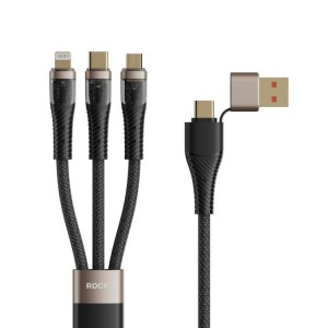 کابل شارژ سریع چند سر تایپ سی،یو اس بی به تایپ سی،لایتنینگ،میکرو 100 وات راک ROCK 2in3