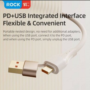 کابل شارژ چندکاره با سری  تایپ سی،لایتنینگ،میکرو راک  ROCK  2in3