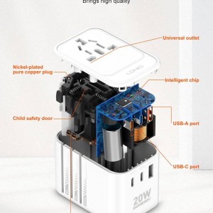 تبدیل یونیورسال و شارژر مسافرتی الدینیو مدل Z9 LDNIO