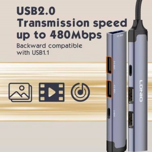 هاب 4 پورت الدنیو با IC هوشمند مدل LDNIO DS-44C