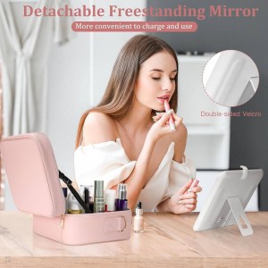 کیف لوازم آرایشی با اینه چراغ دار LED لمسی  کد 1520