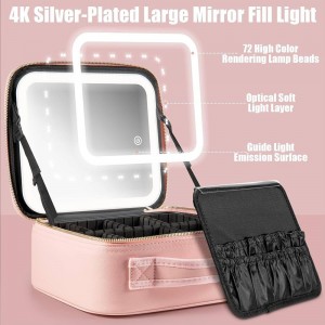 کیف لوازم آرایشی با اینه چراغ دار LED لمسی  کد 1520