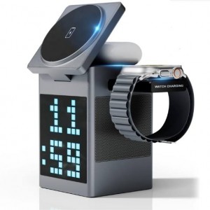 شارژر وایرلس دارای اسپیکر بلوتوث وساعت دیجیتال LED مدل s5