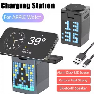 شارژر وایرلس دارای اسپیکر بلوتوث وساعت دیجیتال LED مدل s5