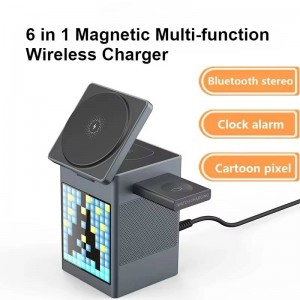 شارژر وایرلس دارای اسپیکر بلوتوث وساعت دیجیتال LED مدل s5
