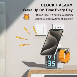 شارژر وایرلس دارای اسپیکر بلوتوث وساعت دیجیتال LED مدل s5