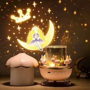 چراغ خواب پروژکتوری کهکشانی و چرخ و فلک اسپیکر دار دارای 12 طرح مختلف مدل  bunnys