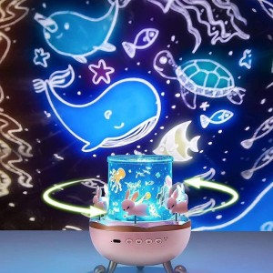 چراغ خواب پروژکتوری کهکشانی و چرخ و فلک اسپیکر دار دارای 12 طرح مختلف مدل  bunnys