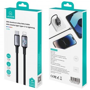 کابل آیفونی فست شارژ Type-C به لایتنینگ 30 وات 1.2 متری یوسامز مدل SJ753