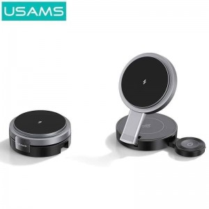 شارژر وایرلس سه‌کاره مگنتی یوسامز مدل CD234 تاشو 15 وات