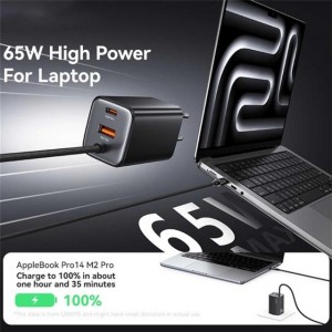 شارژ دیواری تایپ سی 65واتی همراه با کابل تایپ سی  Usams -CC266