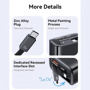 شارژر دیواری 65 وات تایپسی و یواسبی یوسامز با کابل تایپسی جمعشونده مدل CC299