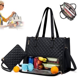 کیف دستی دوکاره زنانه (اداری - عایق حرارتی) به همراه کیف پول کوچک