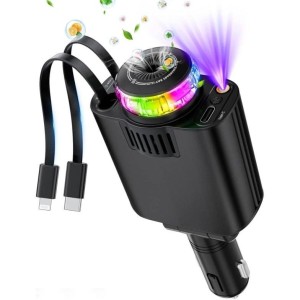 شارژر فندکی هوشمند 5in1 استارلایت به‌همراه خوشبوکننده و کابل جمع‌شونده STARLIGHT CAR CHARGER D1 کد1657