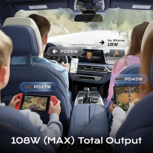 شارژر فندکی خودرو 4in1 مدل XO-CC71 با کابل‌های جمع‌شونده و توان 108 وات