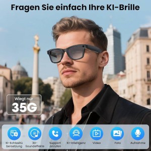 عینک هوشمند AI با دوربین HD دارای قابلیت ضبط تصاویر و ویدئو و دستیار صوتی هوشمند و ترجمه همزمان مدل m02 کد 1775