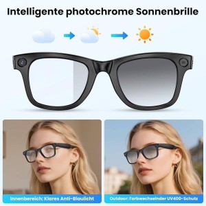عینک هوشمند AI با دوربین HD دارای قابلیت ضبط تصاویر و ویدئو و دستیار صوتی هوشمند و ترجمه همزمان مدل m02 کد 1775