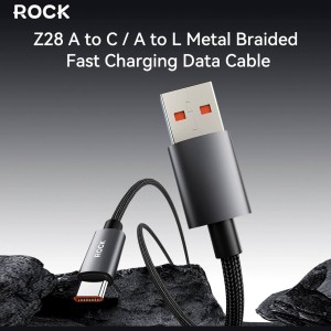 کابل شارژ یو اس بی به تایپ سی 1 متری فست شارژ راک مدل  ROCK Z28 کد 1760