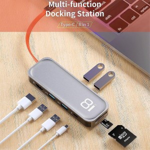 هاب تبدیل چند کاره ۸ پورت راک مدل Type-C Rock TR03 کد 273