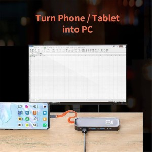 هاب تبدیل چند کاره ۸ پورت راک مدل Type-C Rock TR03 کد 273