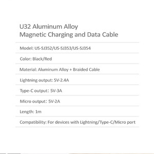 کابل تبدیل USB به microUSB یوسمز مدل U32 طول 1 متر
