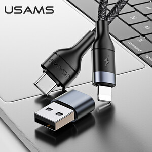 کابل تبدیل USB / USB-C به لایتنینگ یوسمز مدل US-SJ404 طول 1.2 متر