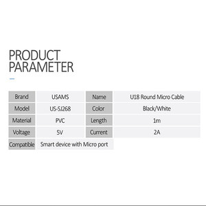 کابل تبدیل USB به microUSB یوسمز مدل US-SJ268 U18 طول 1