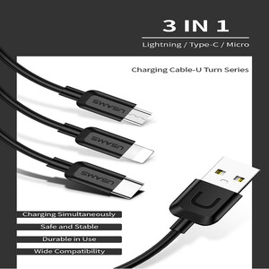 کابل تبدیل USB به microUSB /لایتنینگ/USB-C یوسمز مدل US-SJ324s طول 1 متر