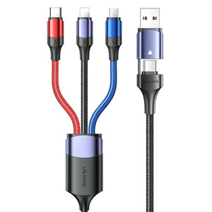 کابل تبدیل  USB / USB-C به USB-C / MicroUSB / لایتنینگ یوسمز مدل  US-SJ549 طول 1.2 متر