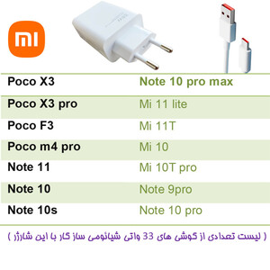 شارژر دیواری شیائومی مدل Mdy11ez_33w_xi به همراه کابل تبدیل USB-C