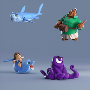 مجموعه 4 تایی اکشن فیگورهای پسر دلفینی