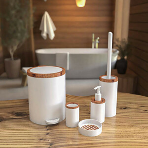 ست سرویس بهداشتی 5 پارچه هارمونی مدل روشا طرح چوب کد TP7273