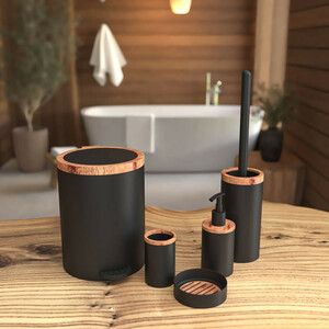 ست سرویس بهداشتی 5 پارچه هارمونی مدل روشا طرح چوب کد TP7273