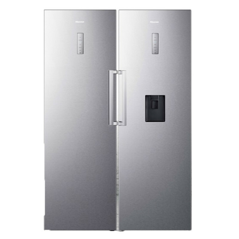 یخچال و فریزر دوقلو 40 فوت هایسنس مدل RS370S/FS270S، دارای نمایشگر و بدون برفک، با ارتفاع 186، پهنای 120 و عمق 67 سانتی‌متر، میزان مصرف انرژی A+، دارای 5 طبقه در یخچال و 5 کشو در فریزر، دارای سیستم نوفراست