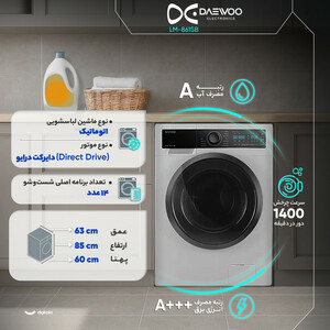 ماشین لباسشویی 8 کیلوگرم اتوماتیک دوو مدل LM-861SB