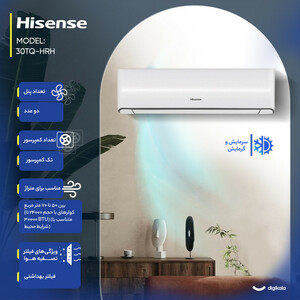 کولر گازی اسپلیت دیواری 30000 دور ثابت هایسنس مدل HRH-30TQ