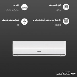 کولر گازی اسپلیت دیواری 18000 دور ثابت هایسنس مدل HRH-18TQ