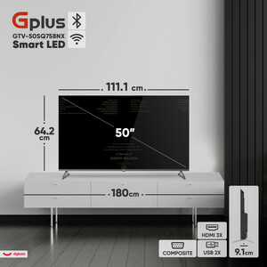 تلویزیون 50 اینچ ال ای دی هوشمند جی پلاس مدل GTV-50SQ758NX
