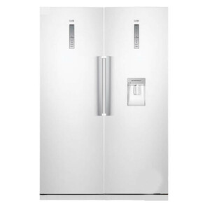 یخچال فریزر دوقلو 40 فوت سام مدل RR65-RZ65/W، دارای اخطار باز ماندن درب، با ارتفاع 180، پهنای 120 و عمق 68.4 سانتی‌متر، کیزان مصرف انرژی A، دارای 5 طبقه در یخچال و 5 کشو در فریزر، دارای سیستم نوفراست
