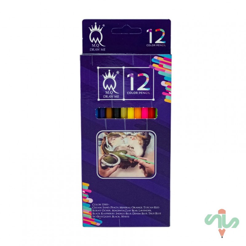 مداد رنگی 12 مقوایی حرفه ای ام کیو