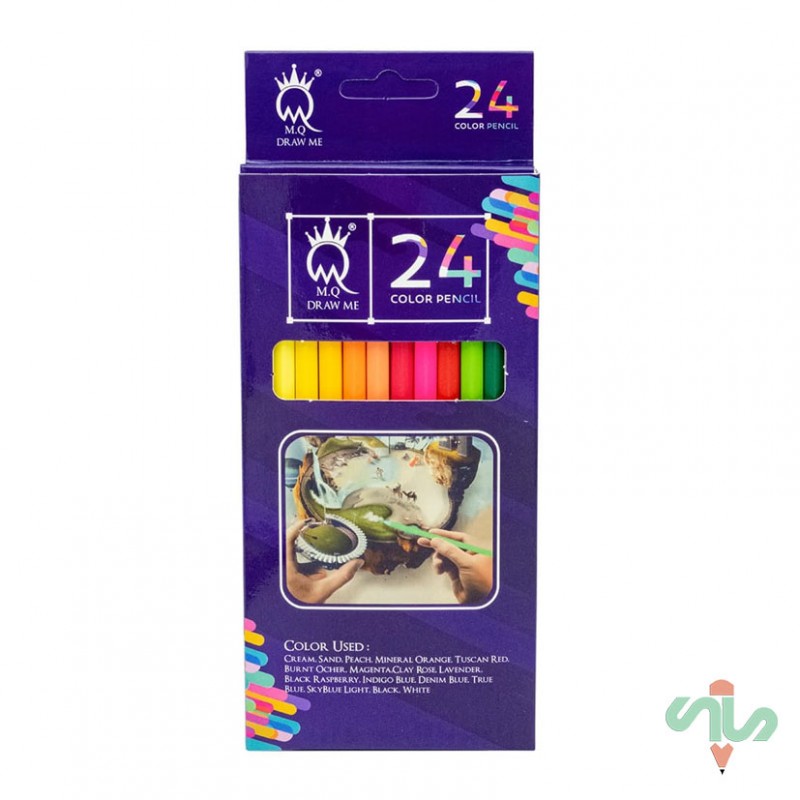 مداد رنگی 24 مقوایی حرفه ای ام کیو