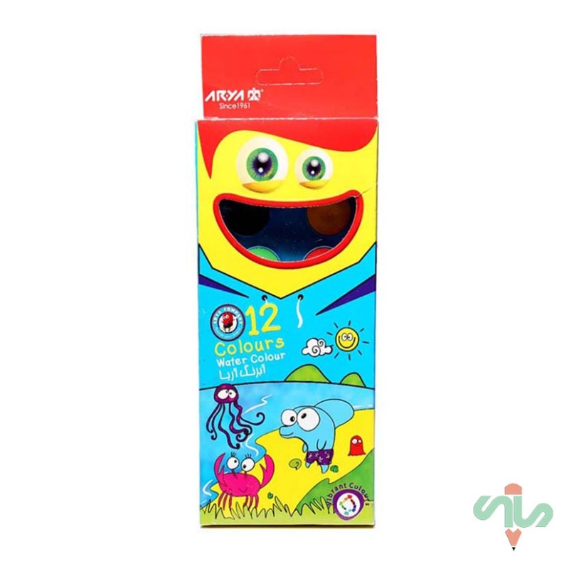 آبرنگ آریا ۱۲ رنگ همراه با قلمو